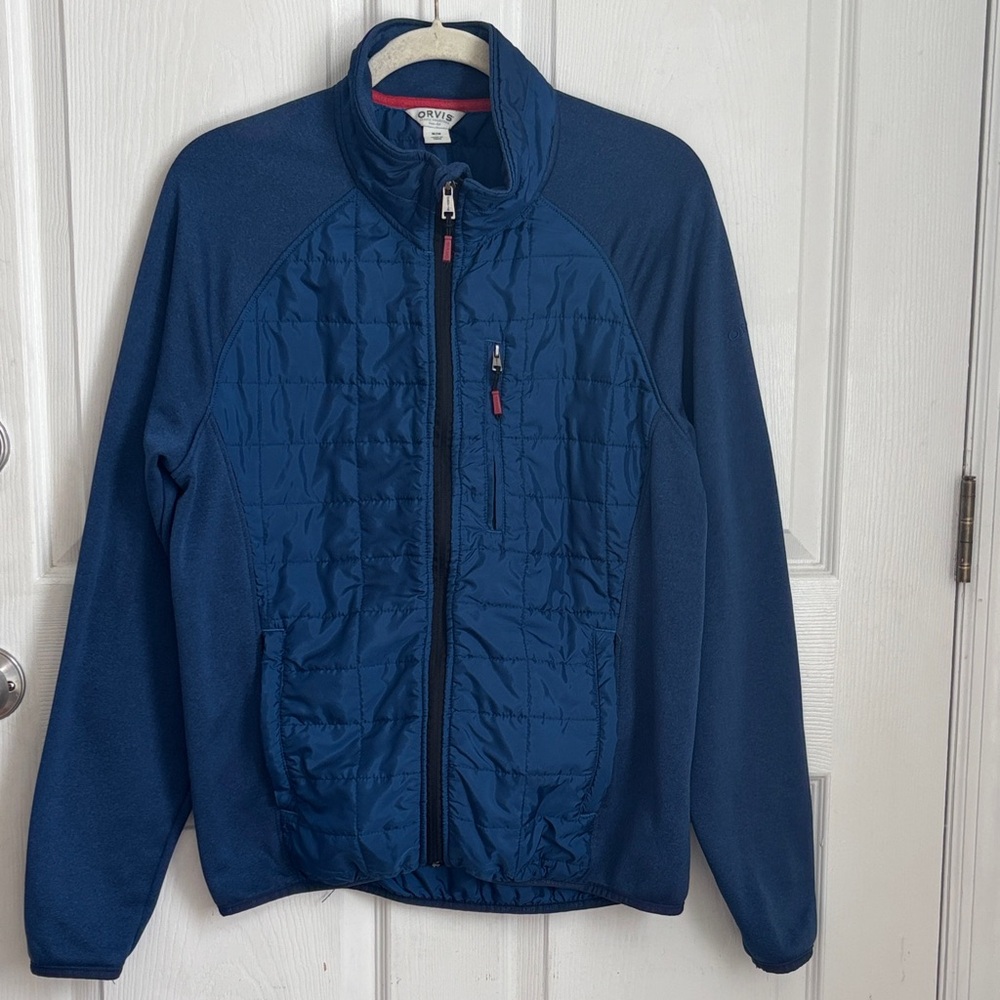 Orvis Men's Blue Quilted Performance Jacket full zip size Medium lightweight